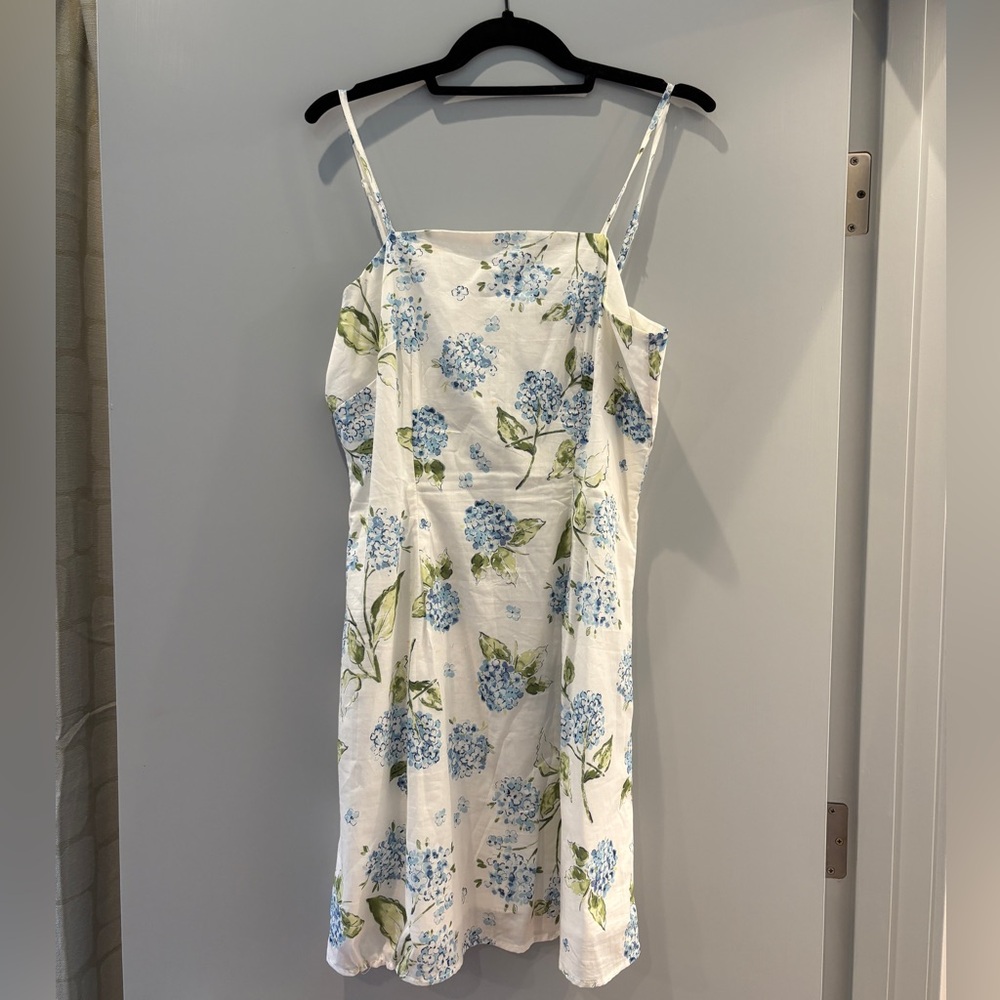 Kiel James Patrick White Midi Dress with Blue Floral Print